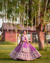 Lovely Purple Georgette Thread Work Lehenga Choli